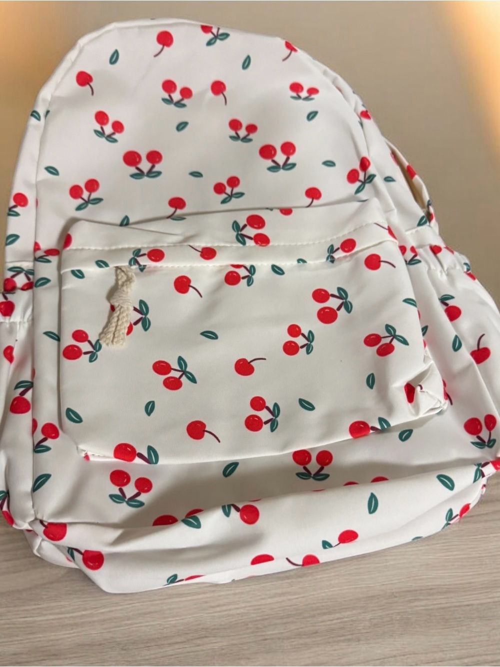 Cherry Print White Backpack